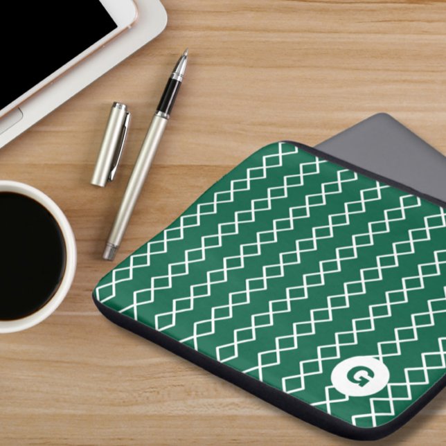 Green Monogram Geometric Laptop Sleeve (Creator Uploaded)
