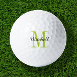Green Monogram Initial and Name Personalised Golf Balls<br><div class="desc">Elevate your golf game with our custom golf balls, personalised with a simple classic monogram initial and a script name overlay. Choose from a wide selection of colours to create a timeless design that’s truly unique. These golf balls make a perfect gift for any occasion, whether it’s Christmas, Father’s Day,...</div>