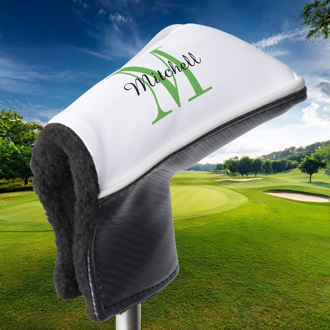 Green Monogram Initial and Name Personalised Golf Head Cover (Creator Uploaded)