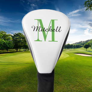 Green Monogram Initial and Name Personalised Golf Head Cover