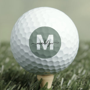 Green Monogram Initial Name Personalized Golf Balls