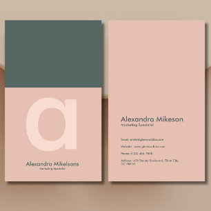 Green Monogram Minimalist Modern Professional Business Card