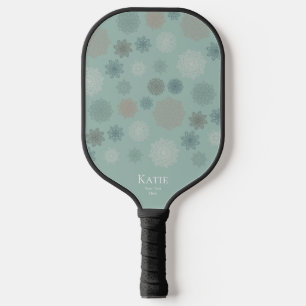 Green Monogram Name White Mandala Pickleball Paddle