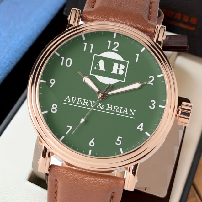 Green Monogram names of the bride and groom  Watch (Creator Uploaded)