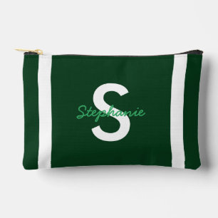 Green Monogram Personalised Accessory Pouch