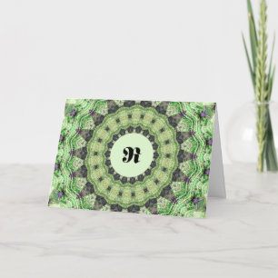 Green Monogram R Card, Thank You Gift, Mandella Card