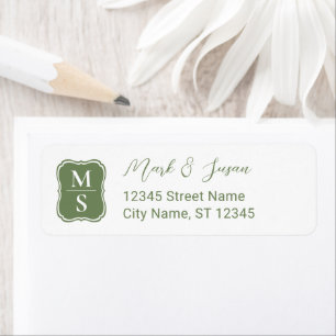 Green Monogram Wedding Address