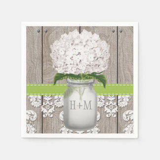 Green Monogrammed Hydrangea Mason Jar Napkin