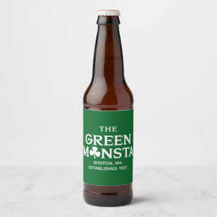 Green Monsta Boston Green Monstah Baseball Gift Beer Bottle Label
