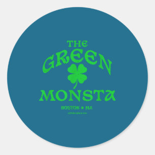Green Monsta Funny Boston M New England Srts Gift Classic Round Sticker