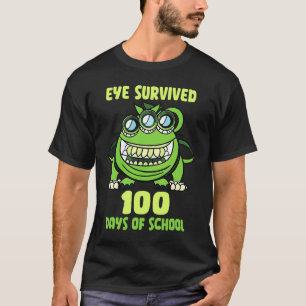 Green Monster Eye Survived 100 Days Of School Par T-Shirt
