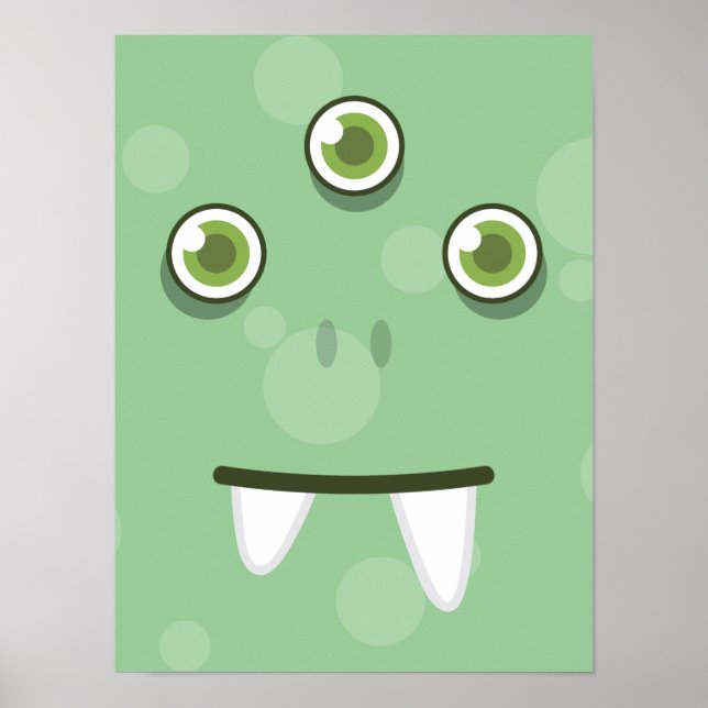 Green Monster Face Poster Print (Front)