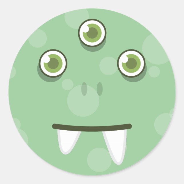 Green Monster Face Stickers (Front)