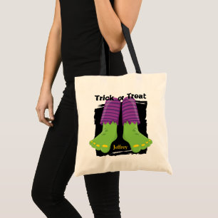 Green Monster Feet Halloween Trick or Treat Tote Bag