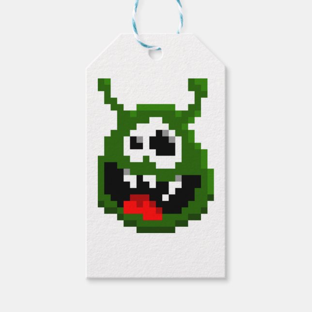 Green Monster - Pixel Art Gift Tags (Front)