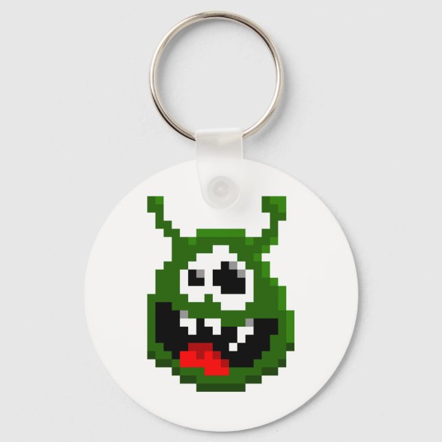 Green Monster - Pixel Art Key Ring (Front)