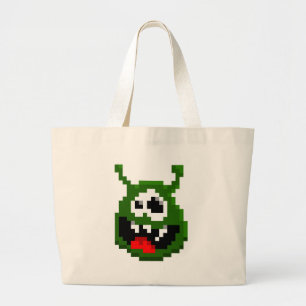 Green Monster - Pixel Art Large Tote Bag