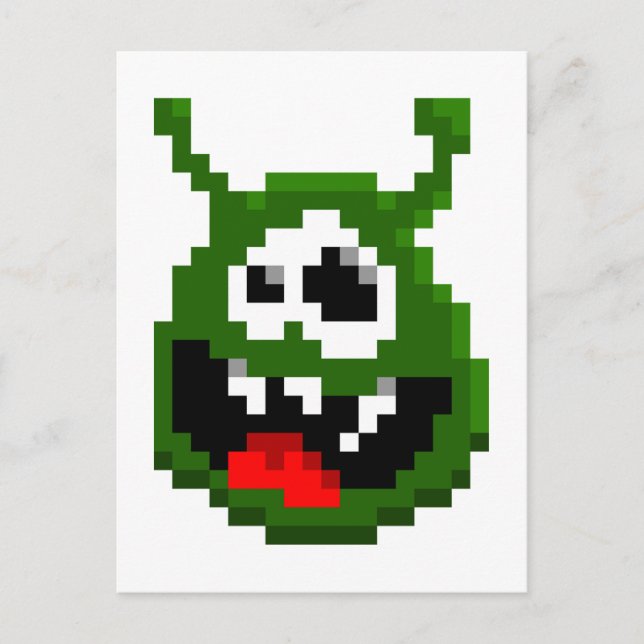 Green Monster - Pixel Art Postcard (Front)