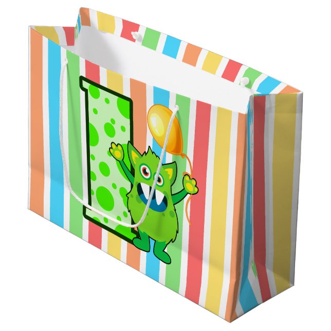 Green Monster Stripe Large Gift Bag (Front Angled)