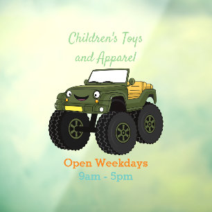 Green monster truck cartoon illustration