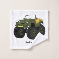 Green monster truck cartoon illustration