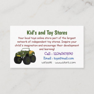Green monster truck cartoon illustration business card