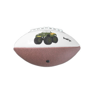 Green monster truck cartoon illustration football