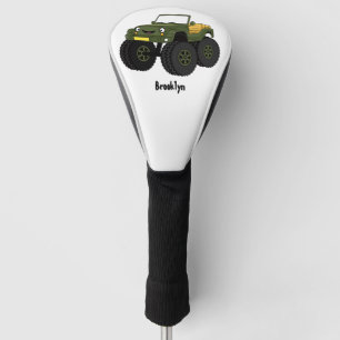 Green monster truck cartoon illustration  golf head cover