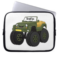 Green monster truck cartoon illustration
