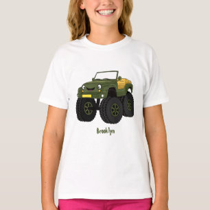 Green monster truck cartoon illustration T-Shirt