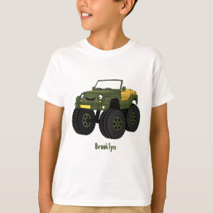 Green monster truck cartoon illustration T-Shirt
