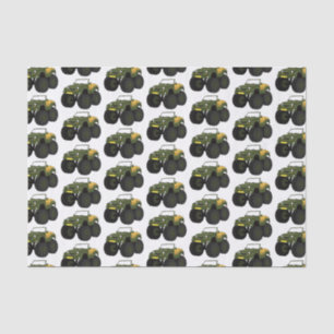Green monster truck cartoon illustration tissue paper