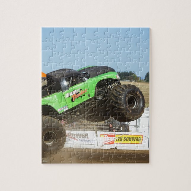 Green Monster Truck In Action Jigsaw Puzzle (Vertical)