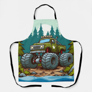 Green Monster Truck in the forest Apron
