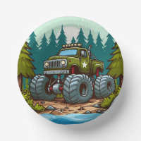 Green Monster Truck in the forest