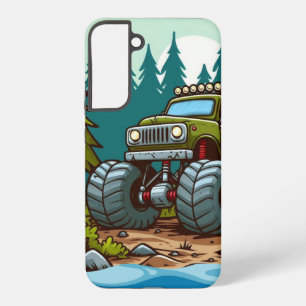 Green Monster Truck in the forest Samsung Galaxy Case