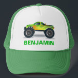 Green Monster Truck Kids Trucker Hat<br><div class="desc">Cool monster truck theme hat.</div>