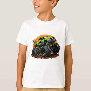 Green Monster Truck Off-Road Racing Illustration T-Shirt
