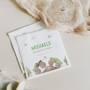 Green Monster Trucks Jam Birthday  Napkin