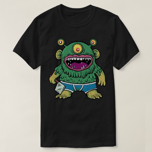 Green Monster with axe T-Shirt (Design Front)
