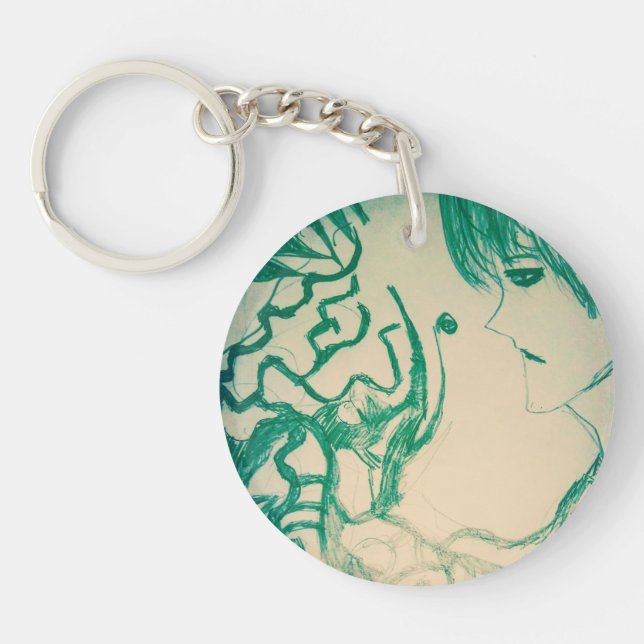 green monster yaei manga anime ghost cartoon  key ring (Front)