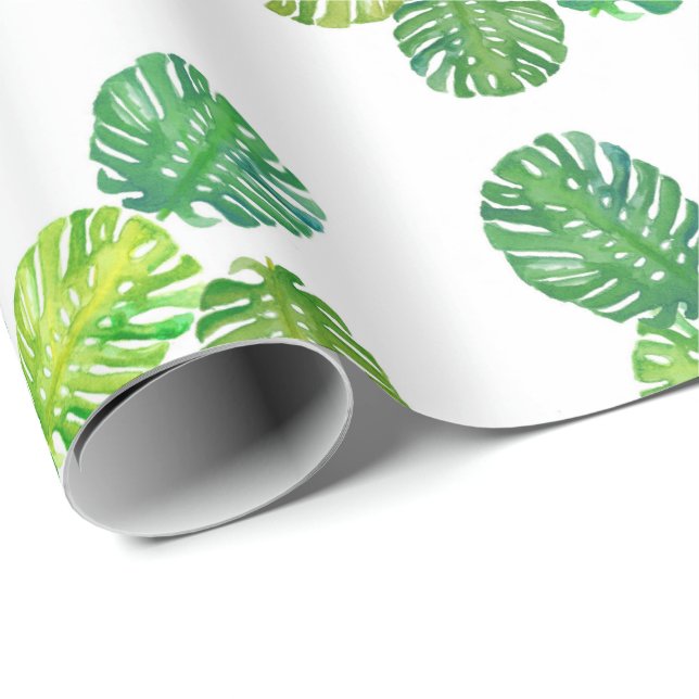 Green Monstera Jungle Gift Wrapping Paper (Roll Corner)