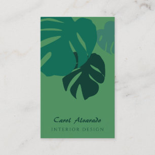 Green Monstera Leaf Interior Design Business Card