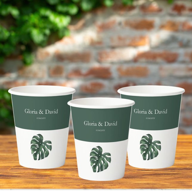 Green Monstera Leaf  Paper Cups (Creator Uploaded)