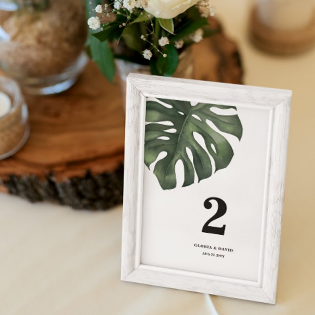Green Monstera Leaf  Wedding Table Number (Creator Uploaded)