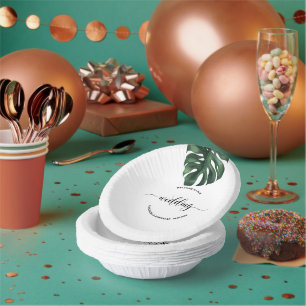Green Monstera Leaf  Wedding  welcome  Paper Plate