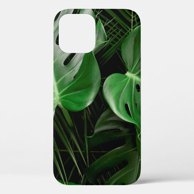 Green monstera leaves and palm leaves Case-Mate iPhone case (Back)