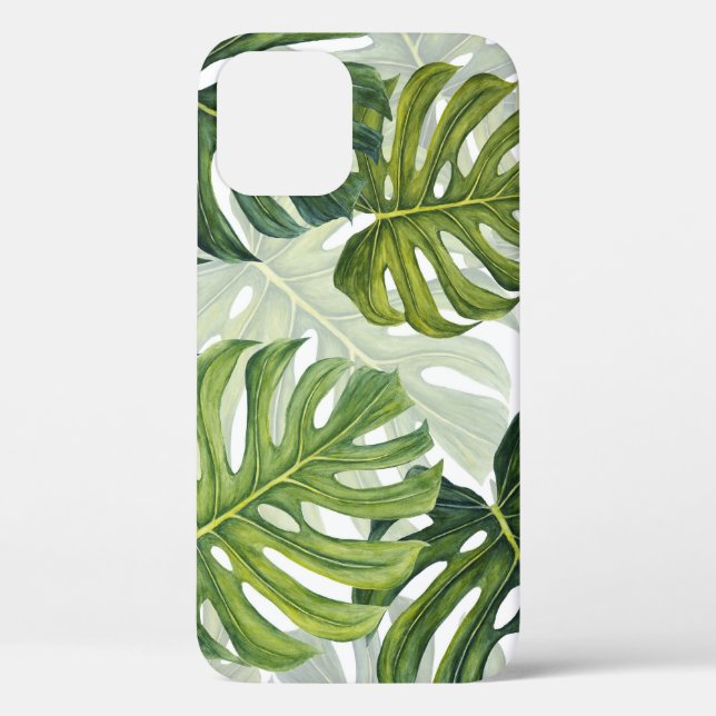 Green Monstera Tropical Watercolor Case-Mate iPhone Case (Back)