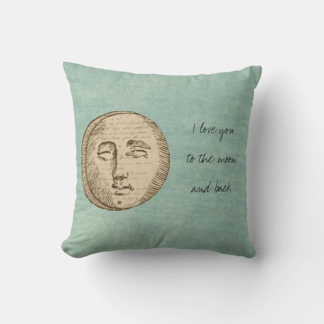 Green Moon Face Love Cushion (Front)