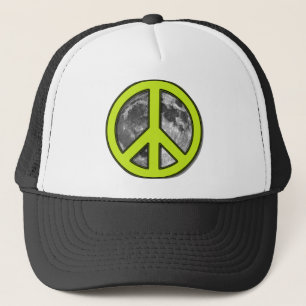 Green Moon Peace Sign Trucker Hat